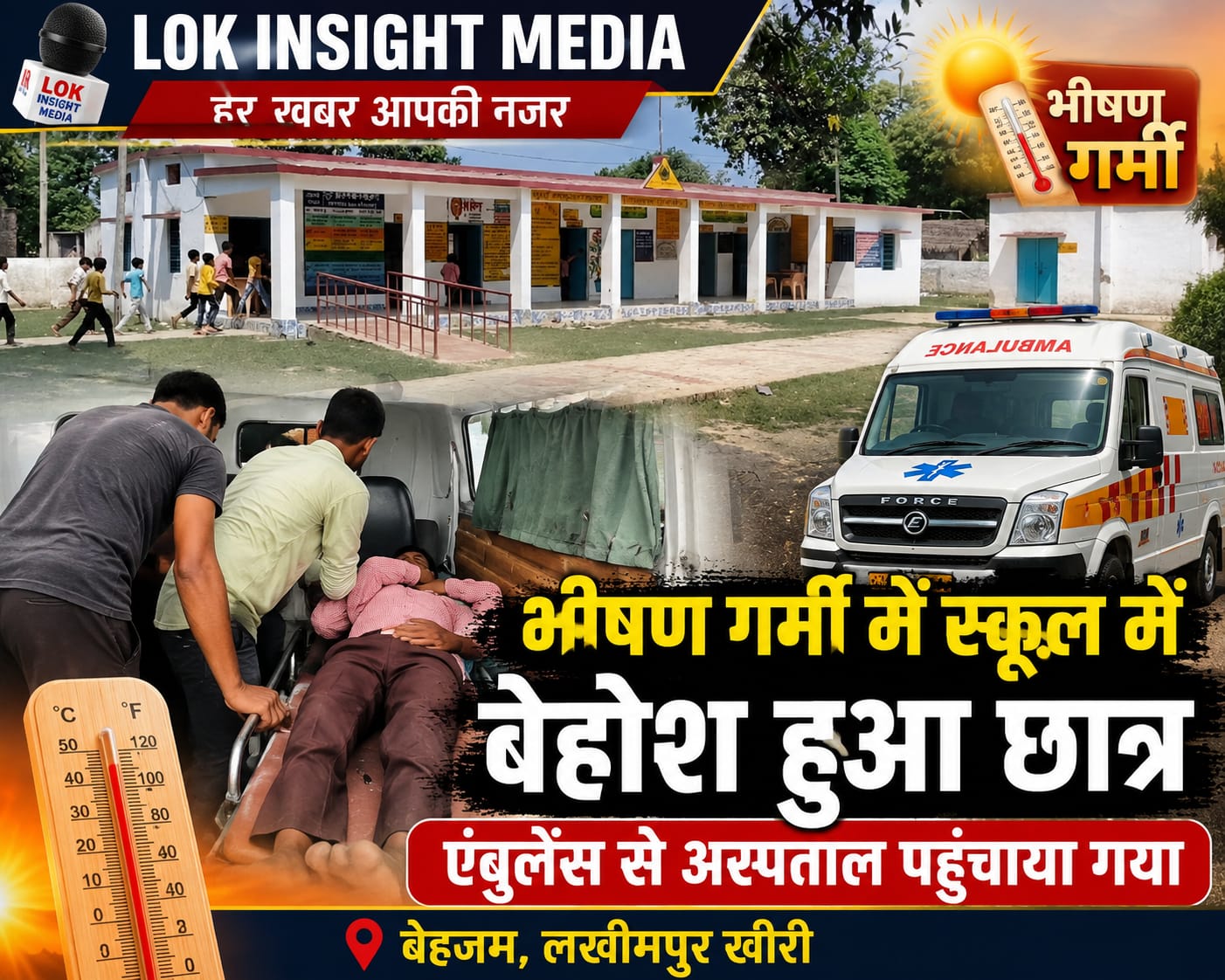 लखीमपुर खीरी स्कूल में गर्मी से छात्र बेहोश