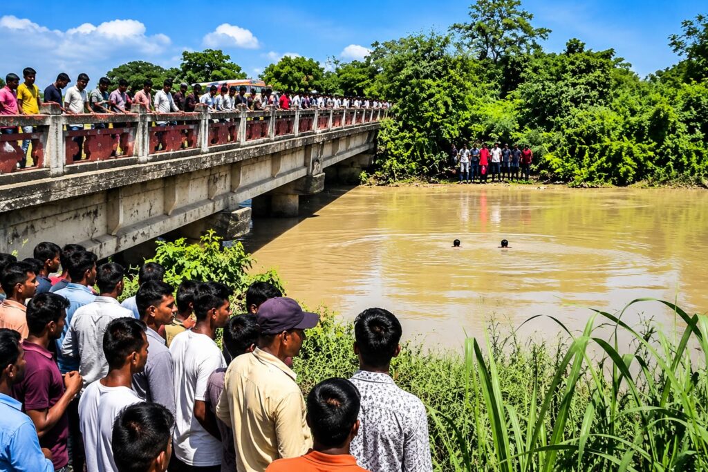 लखीमपुर खीरी के ढखेरवा चौराहा स्थित शारदा नहर में 16 वर्षीय किशोरी के छलांग लगाने के बाद तलाश अभियान। किशोरी को बचाने के प्रयास में बस चालक जीशान भी नहर में डूबने लगा था।
