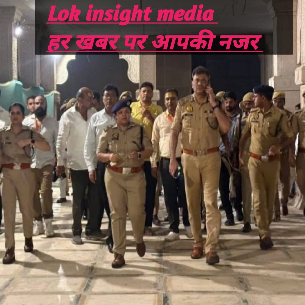 गोला गोकर्णनाथ मंदिर में सावन के तीसरे सोमवार पर सुरक्षा व्यवस्था का निरीक्षण करते एडीजी